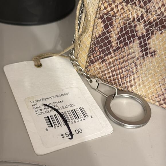Hobo Leather Card Case Keychain Brown Snakeskin Kai New - Picture 7 of 9